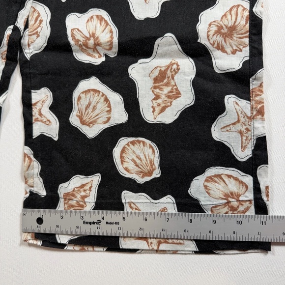 Nicole Miller New York Linen Shell Print Wide Leg Pants | Coastal Resort | M - Picture 8 of 10